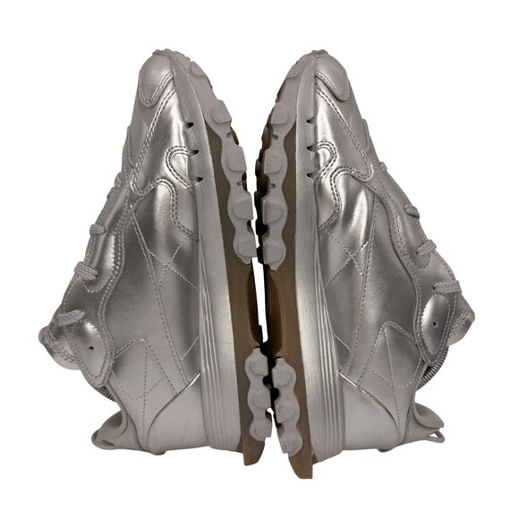 Reebok x Cardi B Classic Leather Silver Metallic Pewter Sneakers Women's 9.5 - Picture 6 of 10